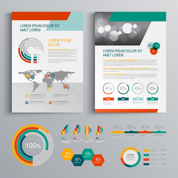 Infographic with modern brochure template vector 03  