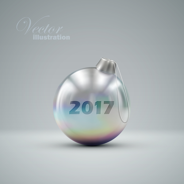 Luxe zilveren kerst bal vector 03  