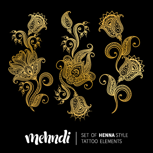 Mehndi styles henna tattoo elements vector 14  