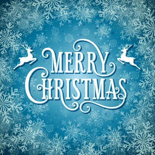 Merry christmas with snow background vectors  