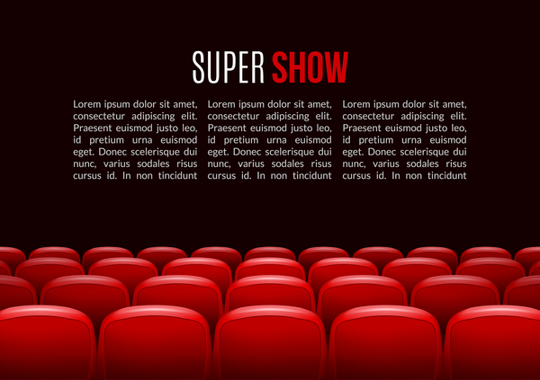 Movie theater background with red seats vector 03  