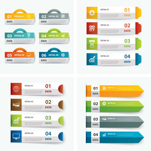 Numbered infographics with banners vector 09  