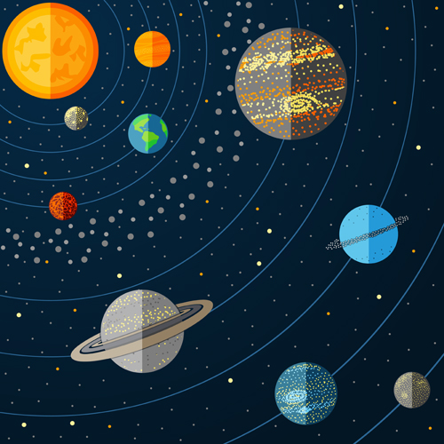 Outer space cartoon background vector 01  