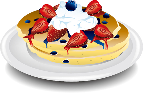 Pancake with strawberry vector material 02  