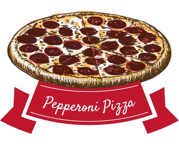 Pepperoni pizza vecteur dessiné à la main  