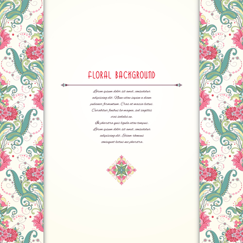 Pink floral with beautiful background vector 04  