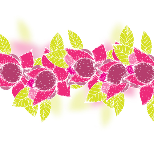 Pink flowers and yellow leaves vector background 06  