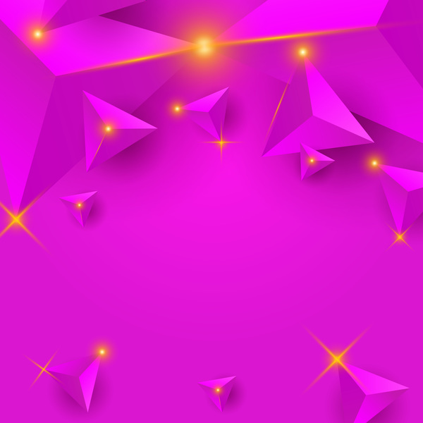 星の光ベクトルと紫の三角形の背景  