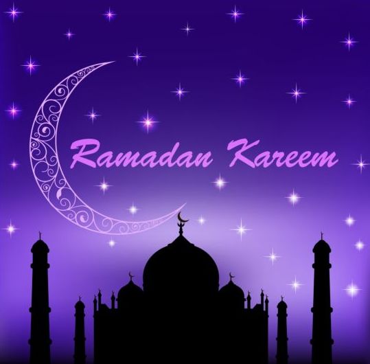 Ramadan kareem with moon background vector 03  