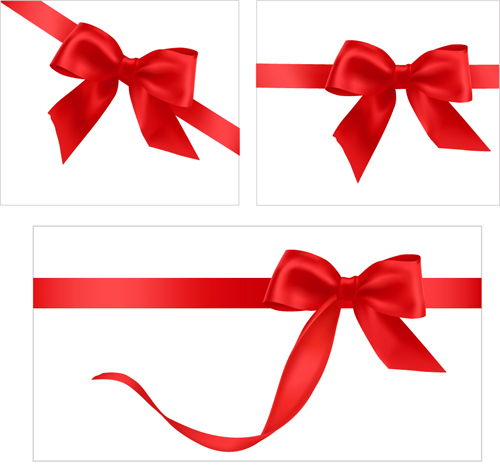 Gift card with red ribbons design vector 05  