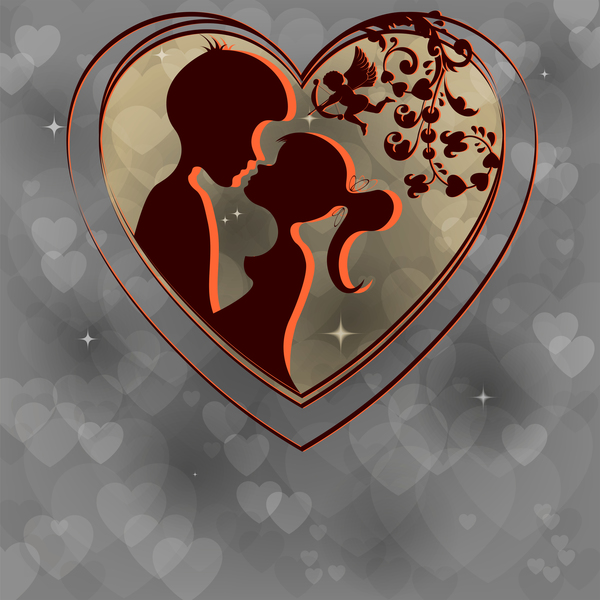 Carte de Saint Valentin romantique avec matériel de vecteur amoureux 09  