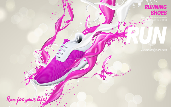 Running shoes poster template creative design vector 06  