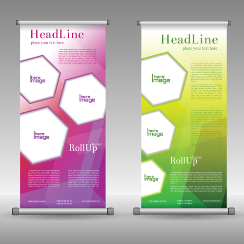 Scrolls business banners vector set 12  