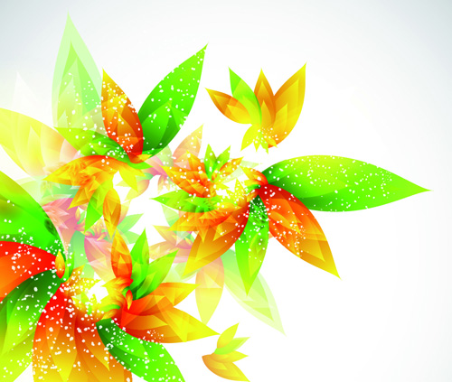 Shiny color Leaves vector background  