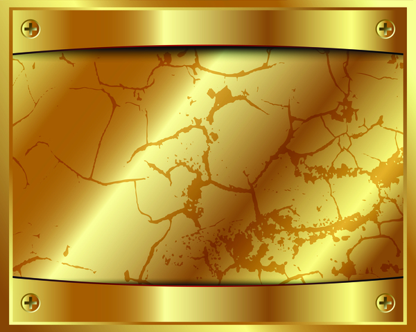 Shiny gold metal with grunge background vector  