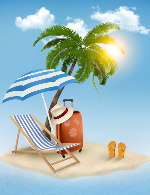 Summer beach vacation background art vector 01  