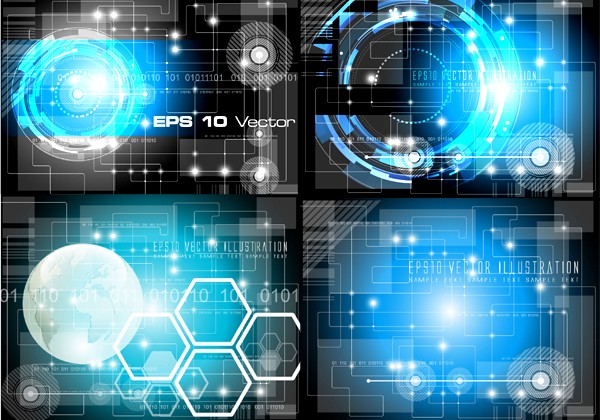 Technology blue design elements background vector  