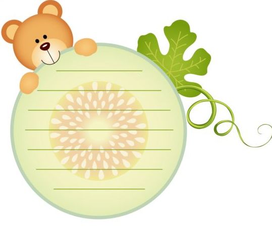 Teddybär mit Cantaloupe-Melonen-Etiketten Vektor  