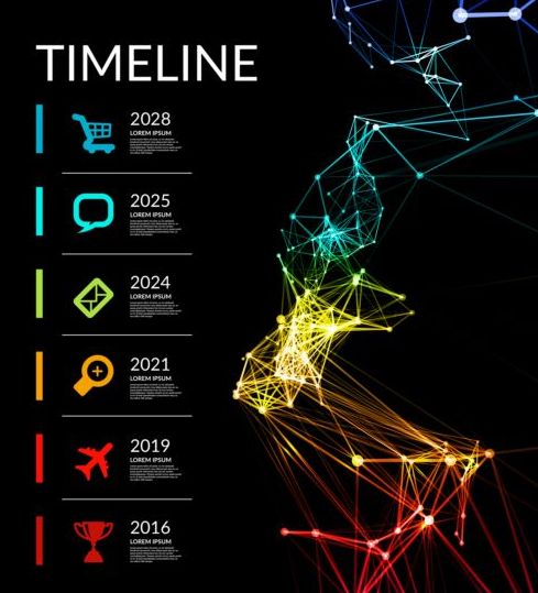 Timeline with infographics vector template 04  