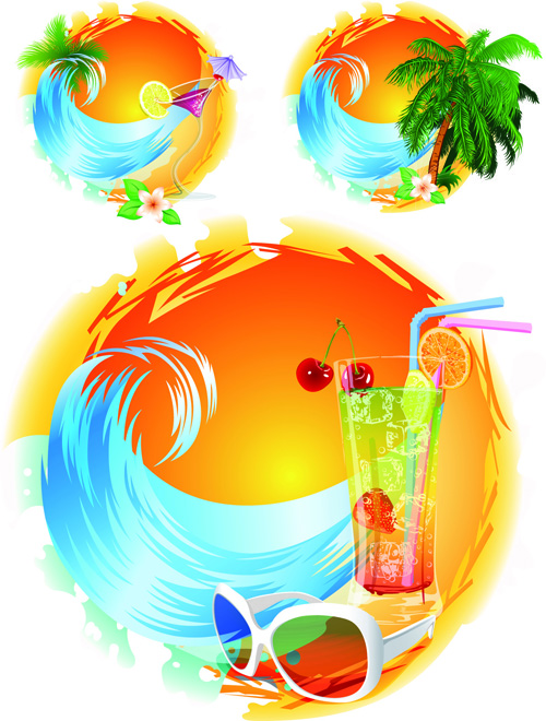 Tropical elements design vector 02  