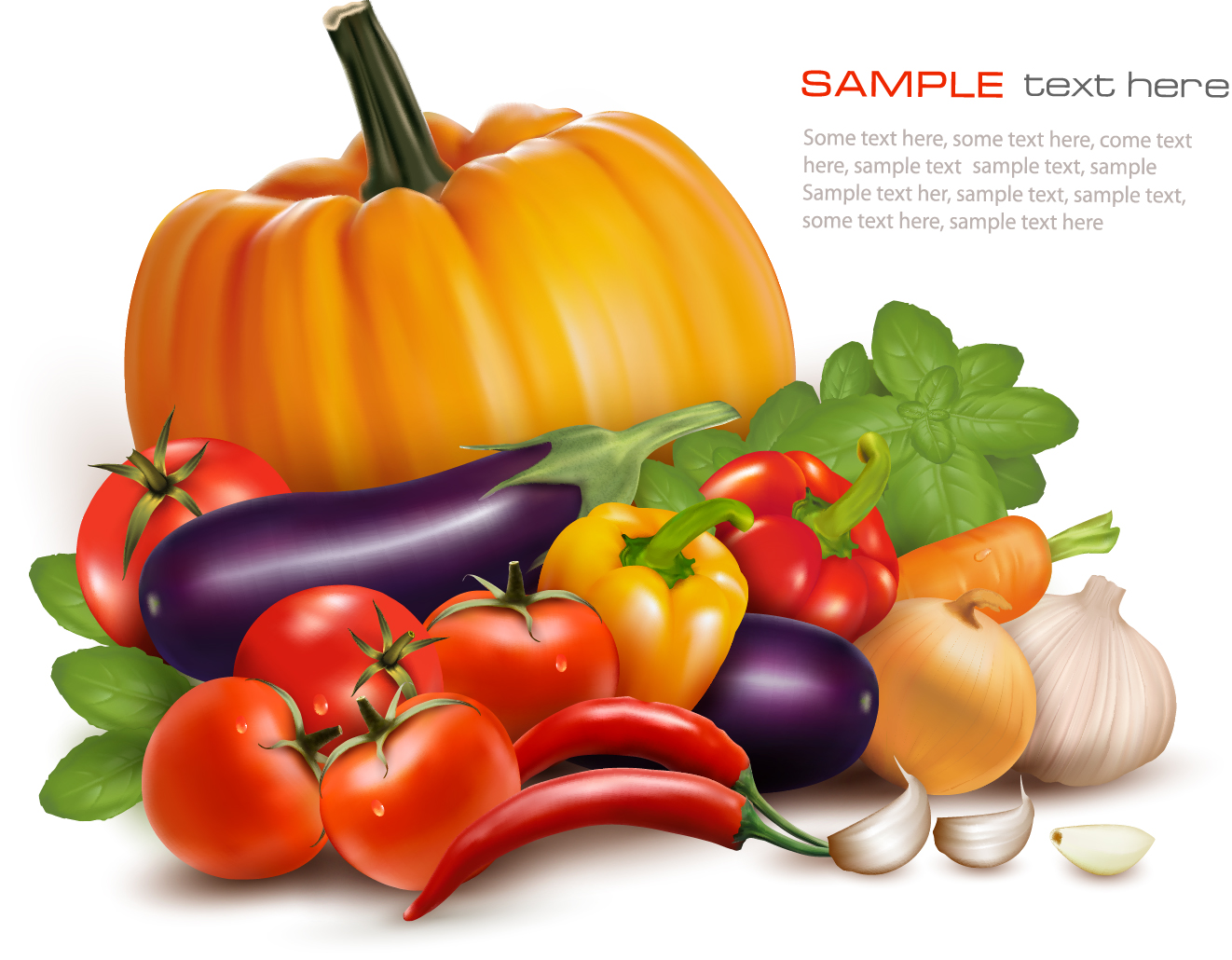Various vegetables vector background  
