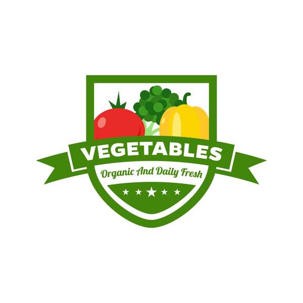 野菜新鮮なラベル ベクトル セット 01  