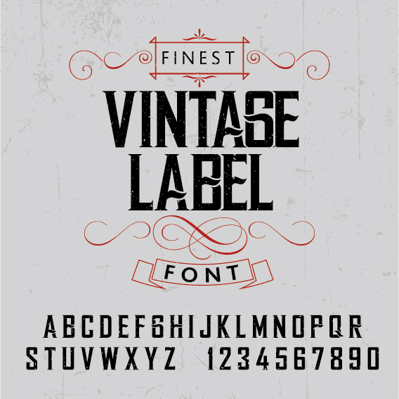 Vintage style alphabet and numbers vector material  