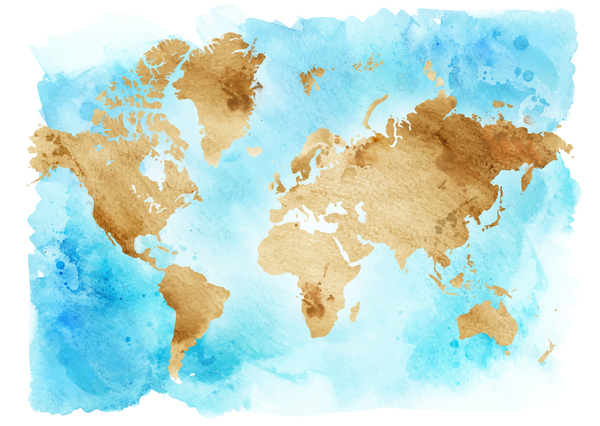 Watercolor world map vector 01  