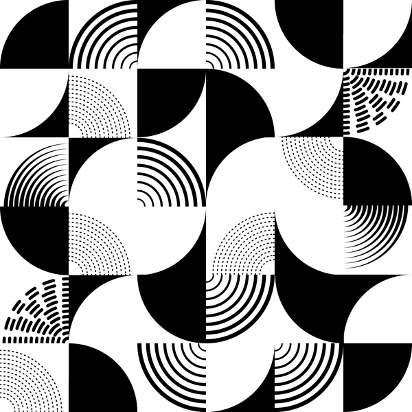Weiß mit nahtlosem Muster 01 des schwarzen Geometrievektors  