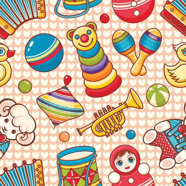 baby seamless pattern with cute toy vectors 23  
