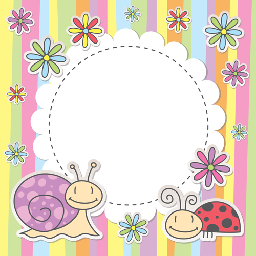 Cute baby backgrounds vector 04  