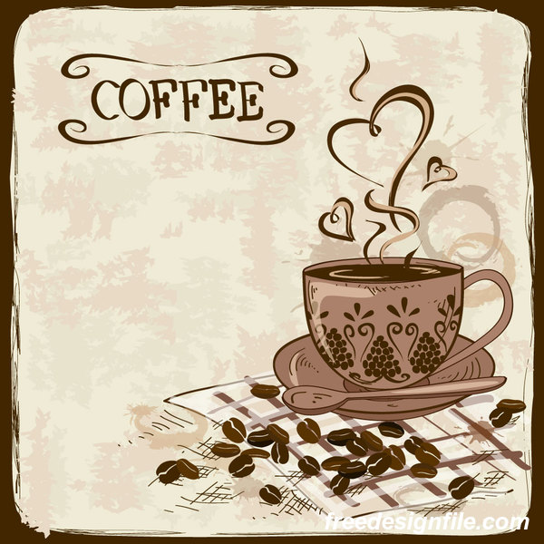 Kaffee Poster Retro hand gezeichnete Vektor 02  