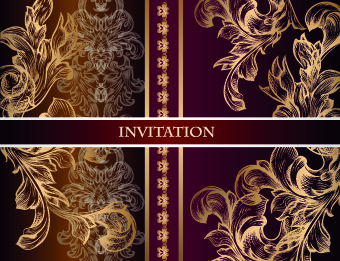 Floral ornate invitation card vector 05  