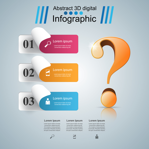 infographic Vektor des Fragepapiers drei  