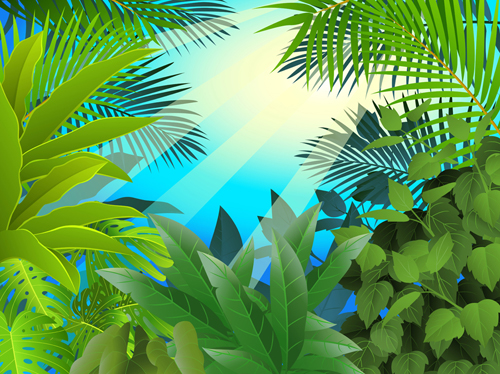 Elements of Tropical Scenery background vector 05  