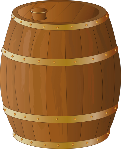 Set of Wooden Wine barrel vector material 03  