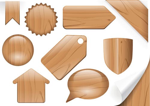 Vector set of Wooden labels elements 08  